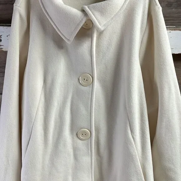 Windham Harbour Fleecelike Winter Coat, Vintage, Size Petite Large, Light Cream - Picture 4 of 7